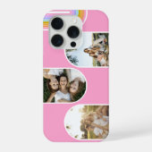 Pink Cute Modern 3 Photo Layout Custom iPhone Hoesje (Achterkant)