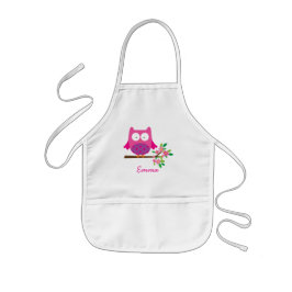 Pink Cute Owl Personalised Kinder Apron Kinder Schort