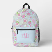 Pink Cute Paisley Monogram Blue Personalized Bedrukte Rugzak (Voorkant)