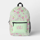 Pink Cute Paisley Monogram Personalized Bedrukte Rugzak (Voorkant)