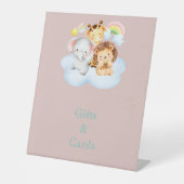 Pink cute safari animals reclamebord met voetstuk (Voorkant)