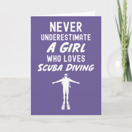 Pink Cute Scuba Diving Cards For Girls Snorkeling  Kaart