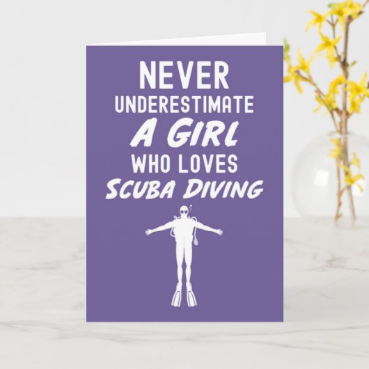 Pink Cute Scuba Diving Cards For Girls Snorkeling  Kaart (Gele Bloem)