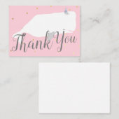 Pink Cute Whale Baby shower Dank u Informatiekaartje (Voorkant / Achterkant)