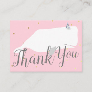 Pink Cute Whale Baby shower Dank u Informatiekaartje