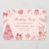 Pink cute winter birthday kaart (Voorkant)