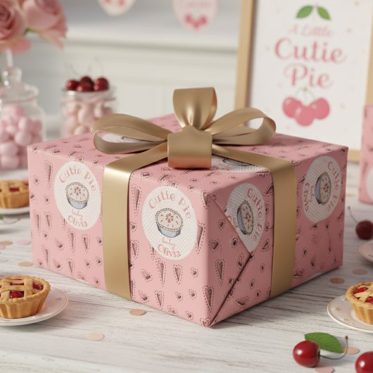 Pink Cutie Pie Baby Girl Cadeaupapier