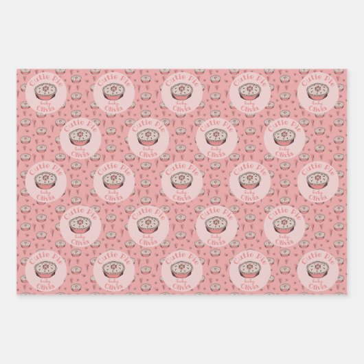 Pink Cutie Pie Baby Girl Inpakpapier Vel (Voorkant)