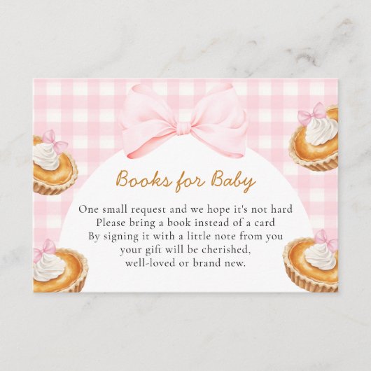 Pink Cutie Pie Baby shower Boeken voor Baby Informatiekaartje (Voorkant)