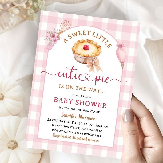 Pink Cutie Pie Baby shower Kaart