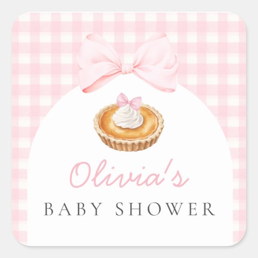 Pink Cutie Pie Baby shower Vierkante Sticker (Voorkant)