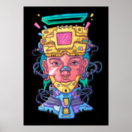 Pink Cyborg Face Poster
