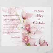 Pink Cymbidium Orchid Floral Wedding Programme (Voorkant)