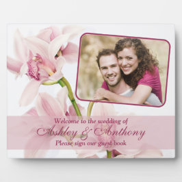 Pink Cymbidium Orchid Weddenschap Foto Plaque Fotoplaat