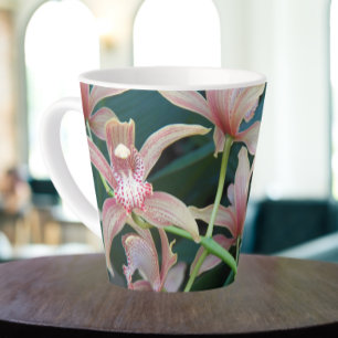 Pink Cymbidium Orchids Floral Latte Mok