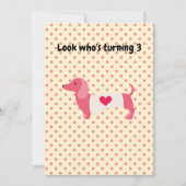 Pink Dachshund Birthday Party Invitation Kaart (Voorkant)