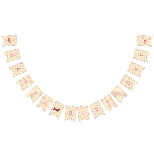 Pink Dachshund Bunting Birthday Banner (Alle)