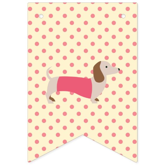 Pink Dachshund Bunting Birthday Banner (Eerste vlag)