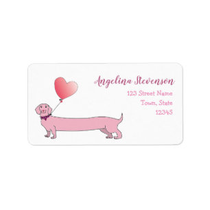 Pink Dachshund Dog Retouradres Etiket