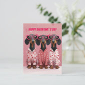 Pink Dachshund Valentine’s Day Card Feestdagenkaart (Staand voorkant)