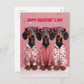 Pink Dachshund Valentine’s Day Card Feestdagenkaart (Voorkant / Achterkant)