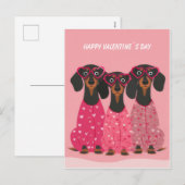  Pink Dachshund Valentine’s Day Card Feestdagenkaart (Voorkant / Achterkant)