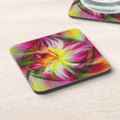 Pink Dahlia Abstract Floral Art Onderzetter Set (Linkerzijde)