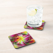 Pink Dahlia Abstract Floral Art Onderzetter Set (Rechterzijde)