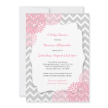 Pink Dahlia Baby shower nodigt uit