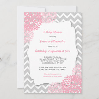 Pink Dahlia Baby shower nodigt uit Kaart