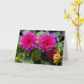 Pink Dahlia Blank Note Card Kaart (Gele Bloem)