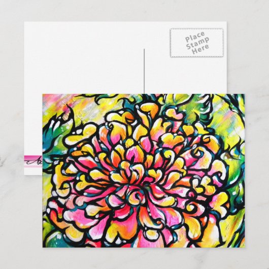 Pink Dahlia Briefkaart (Voorkant / Achterkant)