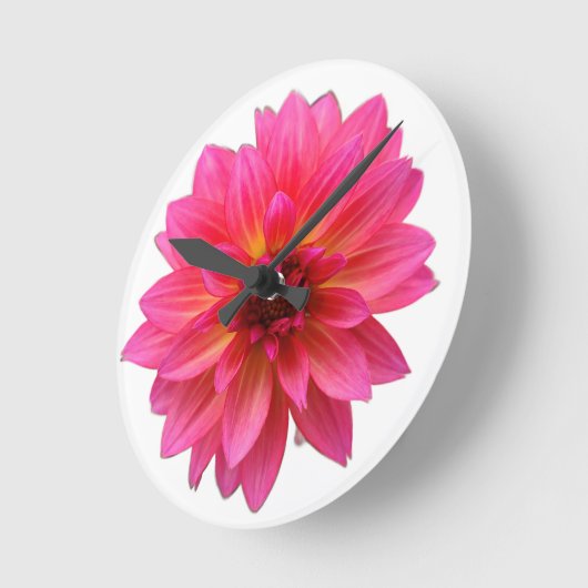 Pink Dahlia Clock Ronde Klok (Hoek)