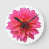 Pink Dahlia Clock Ronde Klok (Voorkant)