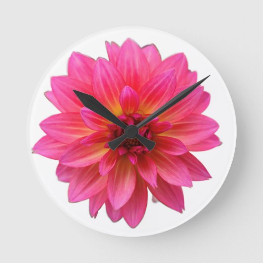 Pink Dahlia Clock Ronde Klok (Voorkant)