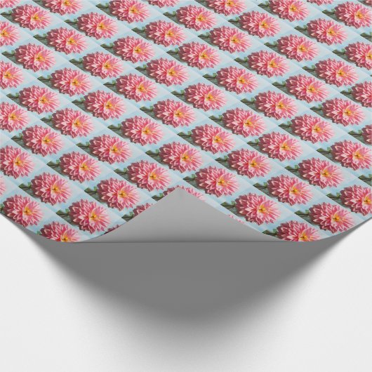 Pink Dahlia Floral Pattern Cadeaupapier (Hoek)