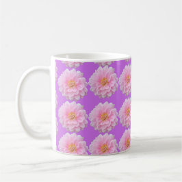 Pink Dahlia Flower Pattern Purple Koffiemok