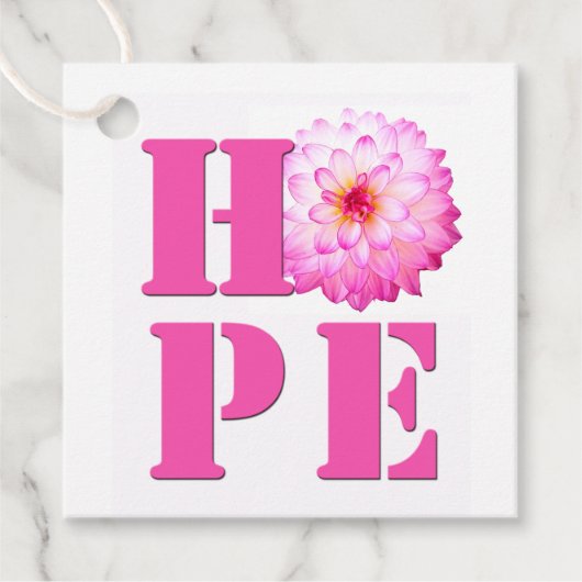 "Pink Dahlia Flower Photo HOPE Gift Label" Bedankjes Labels (Voorkant)
