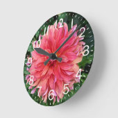Pink Dahlia Flower Ronde Klok (Hoek)