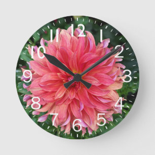 Pink Dahlia Flower Ronde Klok