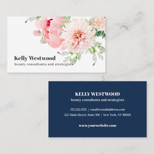Pink Dahlia Flowers Beauty consultant strateeg Visitekaartje (Voorkant / Achterkant)