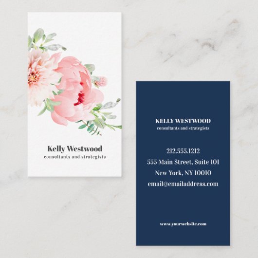 Pink Dahlia Flowers Beauty consultant strateeg Visitekaartje (Voorkant / Achterkant)