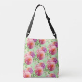 Pink Dahlia Flowers Crossbody Tas (Achterkant)