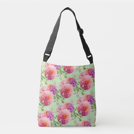 Pink Dahlia Flowers Crossbody Tas (Voorkant)