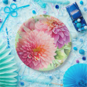 Pink Dahlia Flowers Papieren Bordje (Feest)