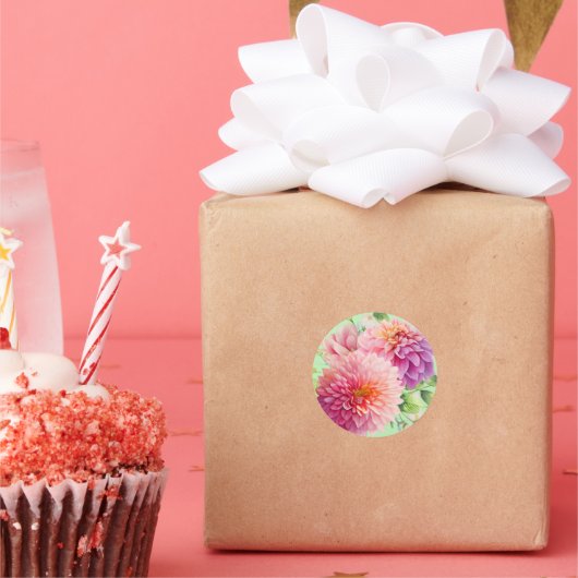 Pink Dahlia Flowers Ronde Sticker (Feest)