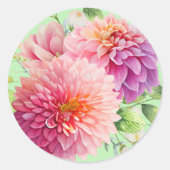 Pink Dahlia Flowers Ronde Sticker (Voorkant)