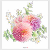 Pink Dahlia Flowers Sticker (Vel)