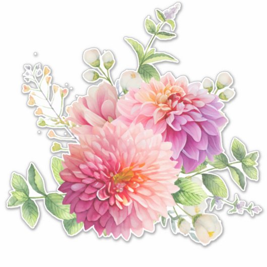 Pink Dahlia Flowers Sticker (Voorkant)