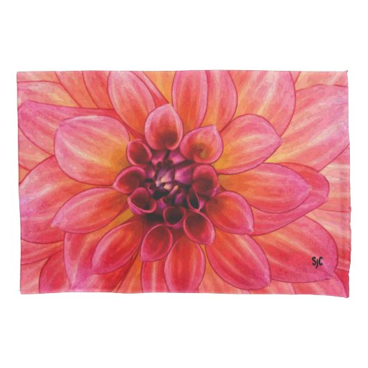 Pink Dahlia Pillowcase Kussensloop (Voorkant)